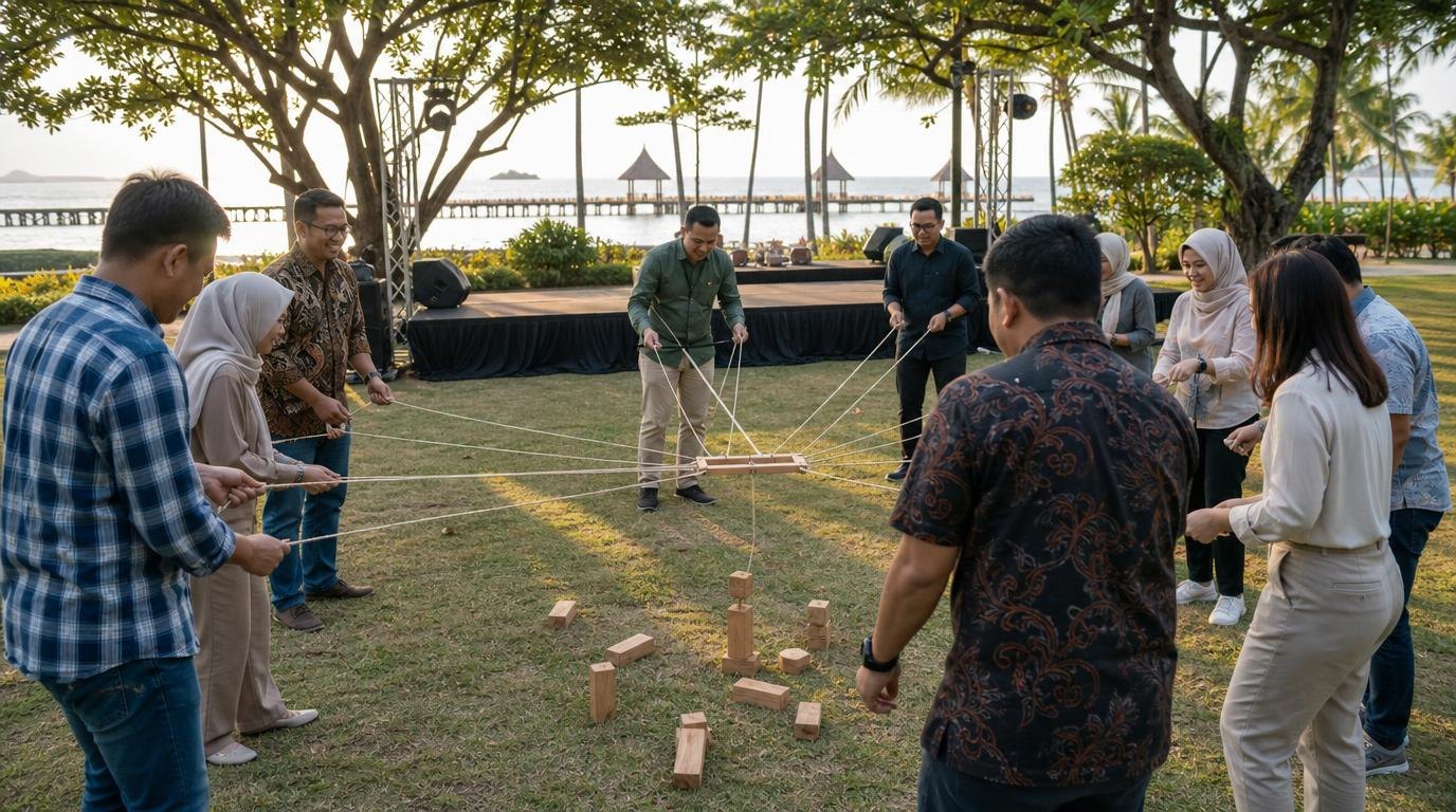 Outing karyawan, kebersamaan dari belakang